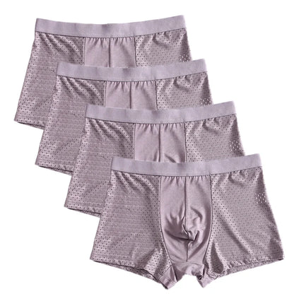 L-8XL Plus Banboo Fiber Men Underwear Male boxer Solid Panties Shorts Men's  Underpants Breathable Intimate Man boxers 4pcs