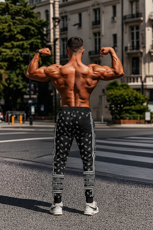 Men's 3D Bandana Print Track Pants - Paisley Streetwear Joggers - Slim Fit Athletic Sweatpants