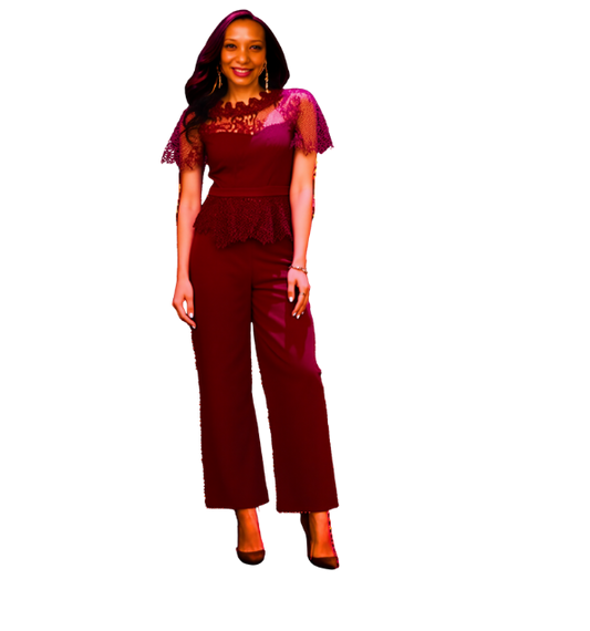 Sexy Summer Burgundy Lace Jumpsuit Women's fashion