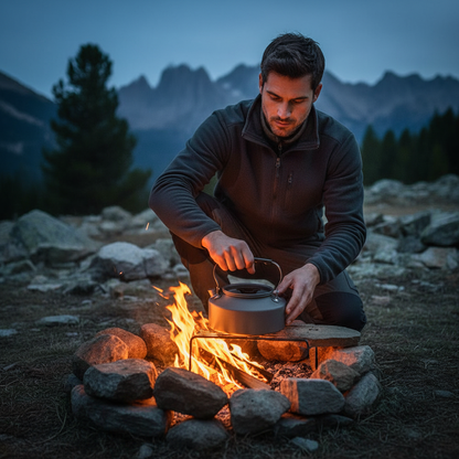 Portable Camping Kettle – Hard-Anodized Aluminum Outdoor Cooker with Heat-Resistant Handle | Lightweight & Compact Hiking Tea Pot: New Edition