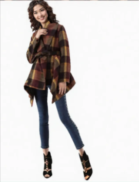 New Multi colored plaid Woolen coat autumn
