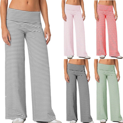 Amazon Cross-border Niche Style Folded Waist and Navel Striped Loose Pants Autumn Fashion Sports Style Dape Casual Pants
