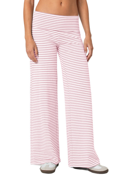 Amazon Cross-border Niche Style Folded Waist and Navel Striped Loose Pants Autumn Fashion Sports Style Dape Casual Pants