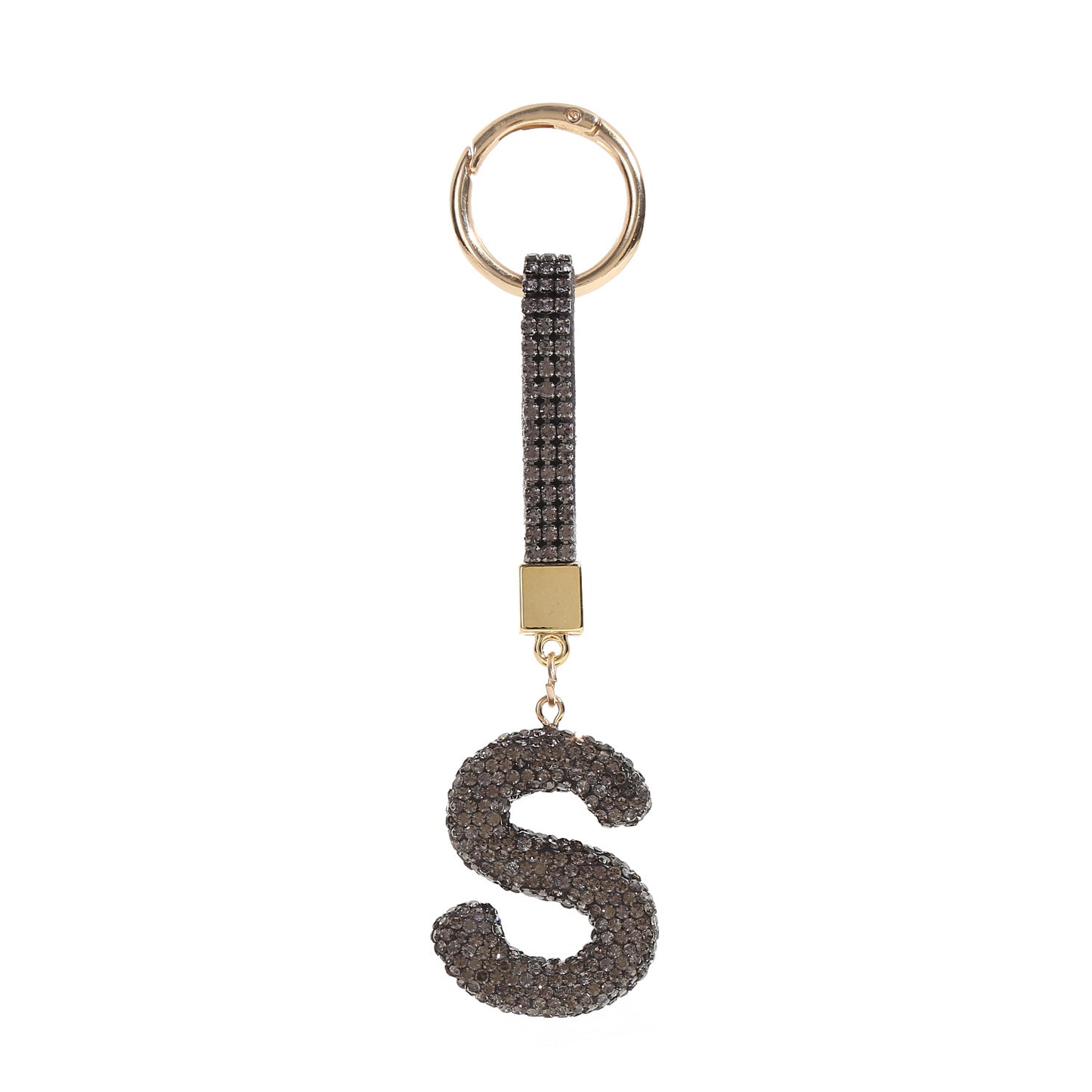 Home Fashion Simple Full Diamond Letter S Keychain