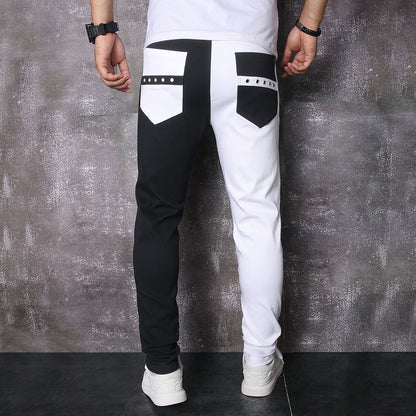 New Patchwork Jeans 2025 Spring & Fall Fashion Trendy Men's High Elastic Slim Men's Jeans Multi-Color Patchwork Black