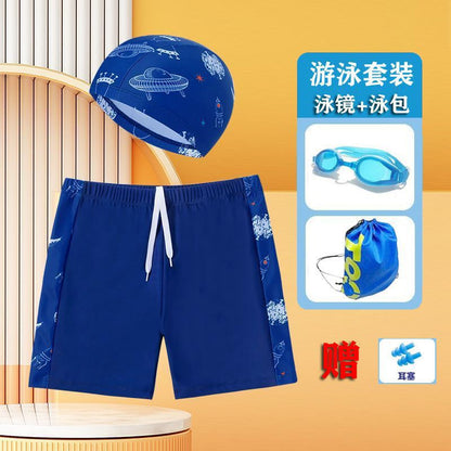Children's swimming trunks boys swimming trunks boxer small and medium-sized children's swimsuit fat treasure training quick-drying swimsuit suit wholesale