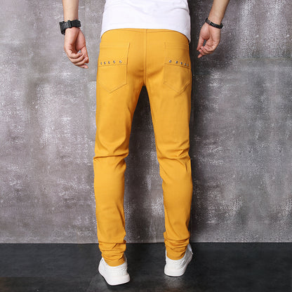 New Patchwork Jeans 2025 Spring & Fall Fashion Trendy Men's High Elastic Slim Men's Jeans Multi-Color Patchwork Black