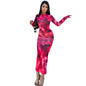 New Tie-dyed Long Sleeve Slim Fit Hot Girl Dress Women
