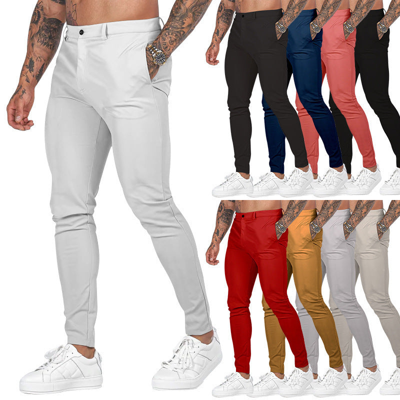 2025 New European and American Men's Pants Outdoor Slim-fit Pants Straight-leg Sports Pants Casual Pants Solid Color All-match Men's Trendy