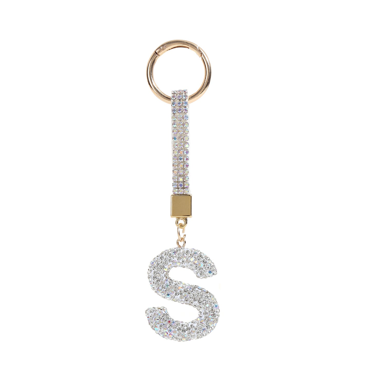 Home Fashion Simple Full Diamond Letter S Keychain