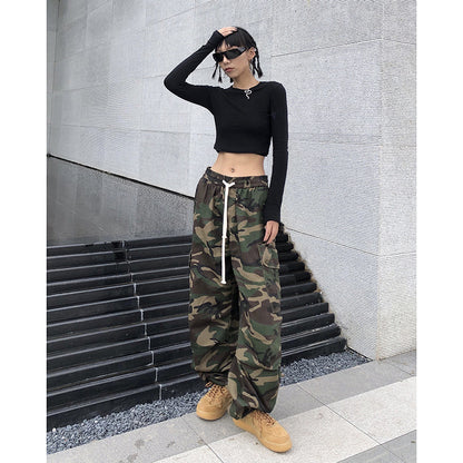 2026 American High Street Retro Hip-Hop Camouflage Cargo Pants Slimming Pants Women's Jogger Casual Pants Ins Trendy Brand