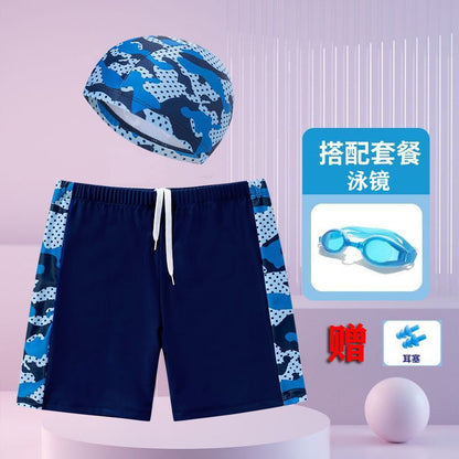 Children's swimming trunks boys swimming trunks boxer small and medium-sized children's swimsuit fat treasure training quick-drying swimsuit suit wholesale