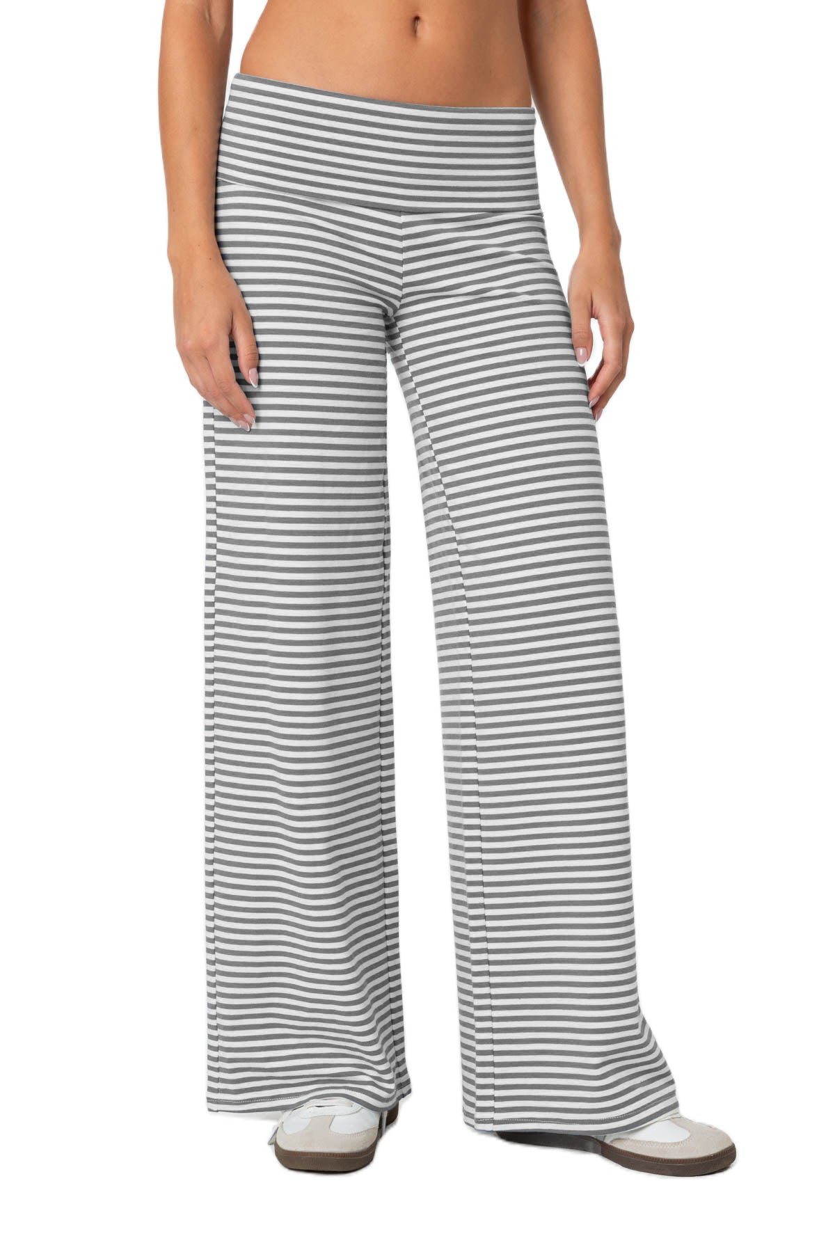 Amazon Cross-border Niche Style Folded Waist and Navel Striped Loose Pants Autumn Fashion Sports Style Dape Casual Pants