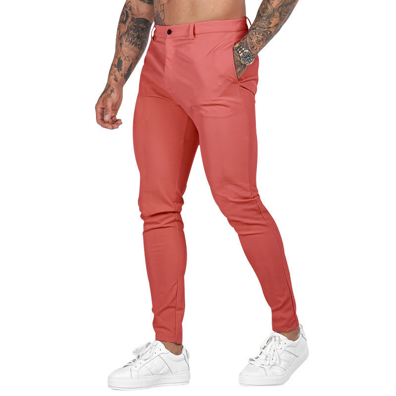 2025 New European and American Men's Pants Outdoor Slim-fit Pants Straight-leg Sports Pants Casual Pants Solid Color All-match Men's Trendy