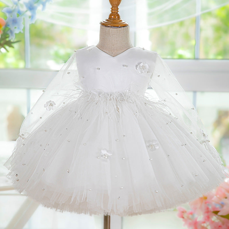White Girl One Year Old Celebration Dress Tulle Tutu Skirt