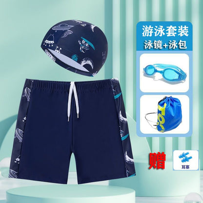 Children's swimming trunks boys swimming trunks boxer small and medium-sized children's swimsuit fat treasure training quick-drying swimsuit suit wholesale