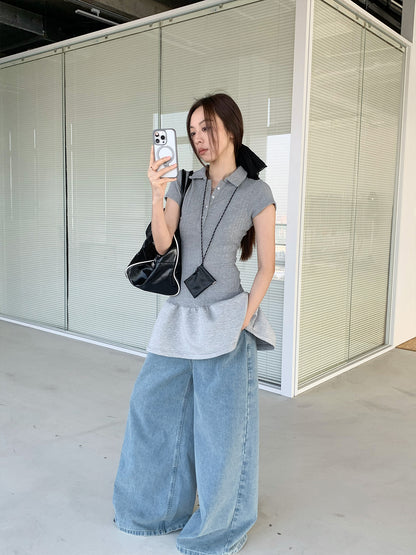 Dorothy Spring South Korea Vintage Washed Low-rise Loose Wide-leg Dash Jeans Women's All-match Casual Pants