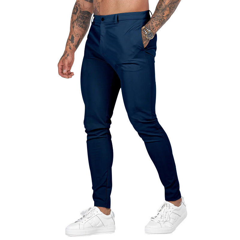 2025 New European and American Men's Pants Outdoor Slim-fit Pants Straight-leg Sports Pants Casual Pants Solid Color All-match Men's Trendy