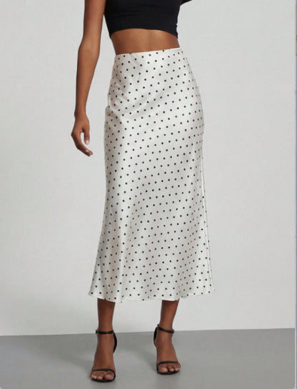 In-Stock Cross-Border Women's Clothing Wholesale European and American Style Elegant Satin Midi Skirt Slimming and Flowy