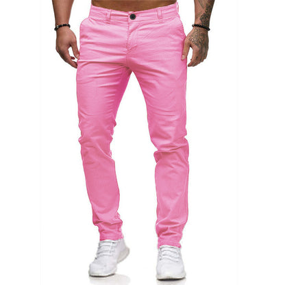 2025 New European and American Men's Pants Outdoor Slim-fit Pants Straight-leg Sports Pants Casual Pants Solid Color All-match Men's Trendy