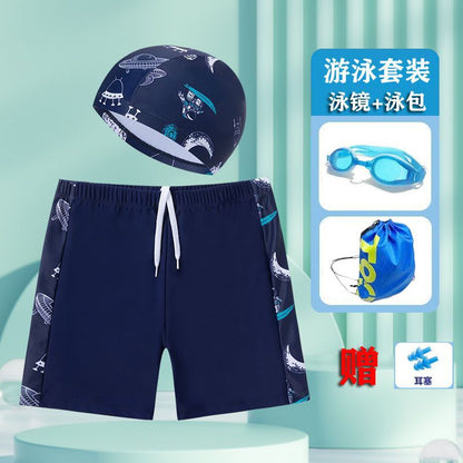 Children's swimming trunks boys swimming trunks boxer small and medium-sized children's swimsuit fat treasure training quick-drying swimsuit suit wholesale