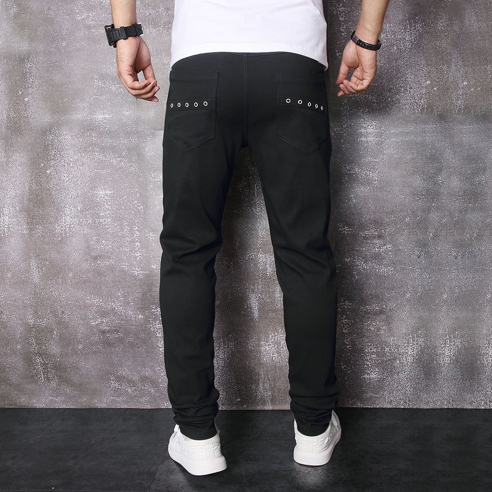 New Patchwork Jeans 2025 Spring & Fall Fashion Trendy Men's High Elastic Slim Men's Jeans Multi-Color Patchwork Black
