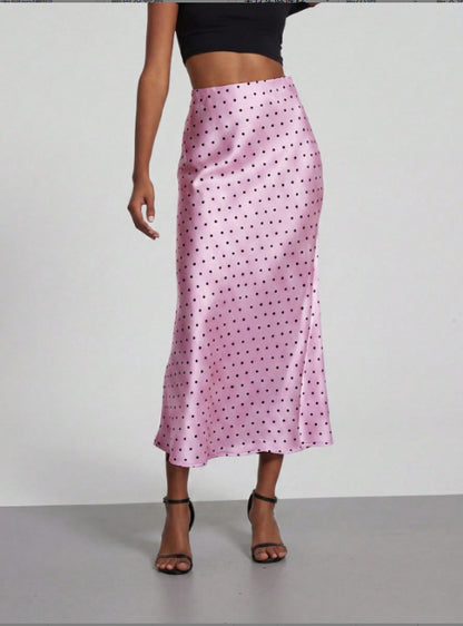 In-Stock Cross-Border Women's Clothing Wholesale European and American Style Elegant Satin Midi Skirt Slimming and Flowy