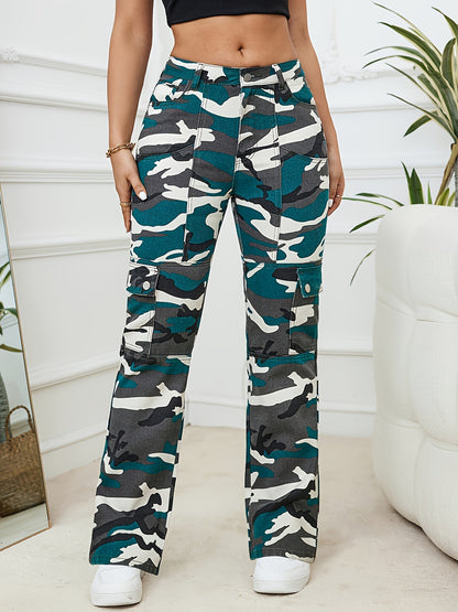 American Retro Camouflage Pants European and American Spring and Autumn High Street Hip-Hop Women's New Camouflage Workwear Denim Casual Pants