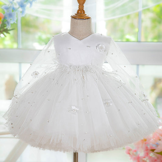 White Girl One Year Old Celebration Dress Tulle Tutu Skirt