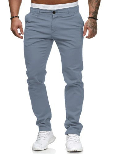 2025 New European and American Men's Pants Outdoor Slim-fit Pants Straight-leg Sports Pants Casual Pants Solid Color All-match Men's Trendy