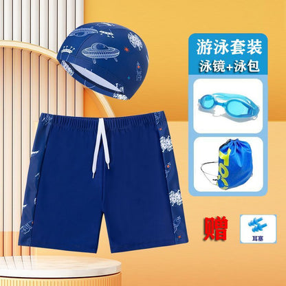 Children's swimming trunks boys swimming trunks boxer small and medium-sized children's swimsuit fat treasure training quick-drying swimsuit suit wholesale