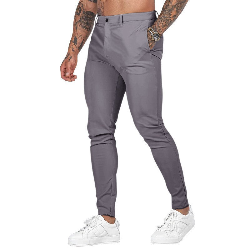 2025 New European and American Men's Pants Outdoor Slim-fit Pants Straight-leg Sports Pants Casual Pants Solid Color All-match Men's Trendy
