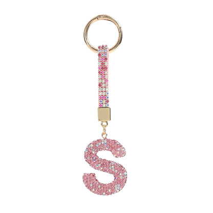 Home Fashion Simple Full Diamond Letter S Keychain