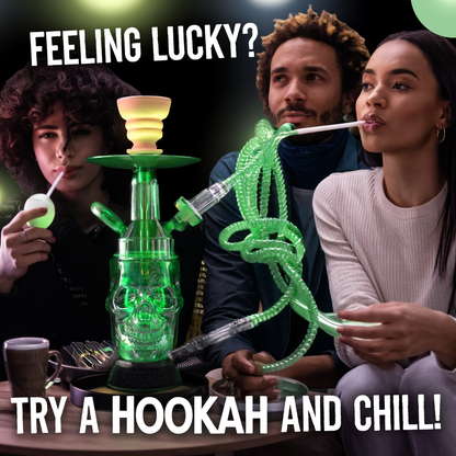 GREEN Arabian Acrylic Hookah With Illuminated Skull LIGHTS
