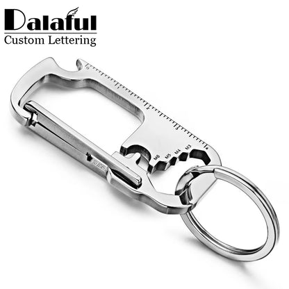 Stainless Steel Personalized Keychains Multifunctional Custom Lettering Keyrings Wrench Tool Bottle Opener Key Chain Ring K421