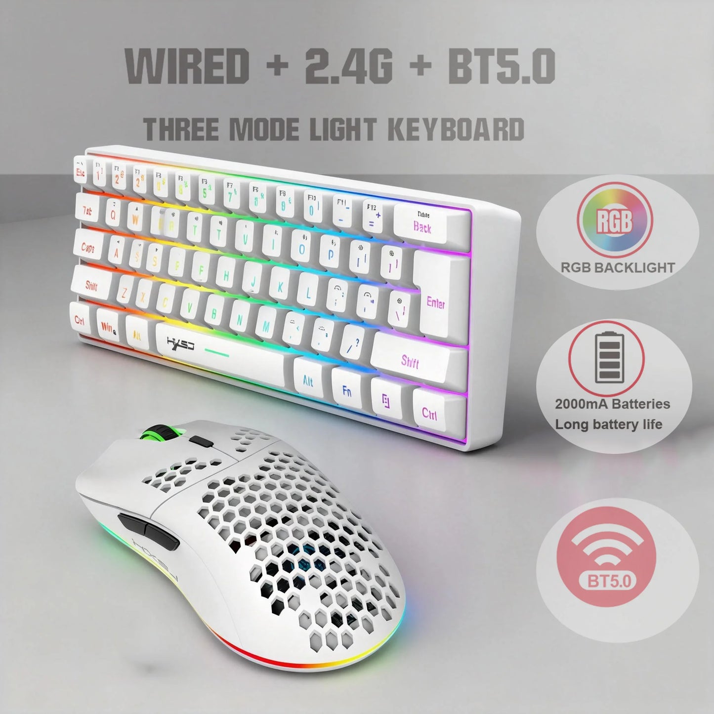 Wireless Keyboards and Mouse Kwhite Gaming Eyboard USB 60% Computer Branco Bluetooth Combo Ergonomic PC Backlit iPad Key Board