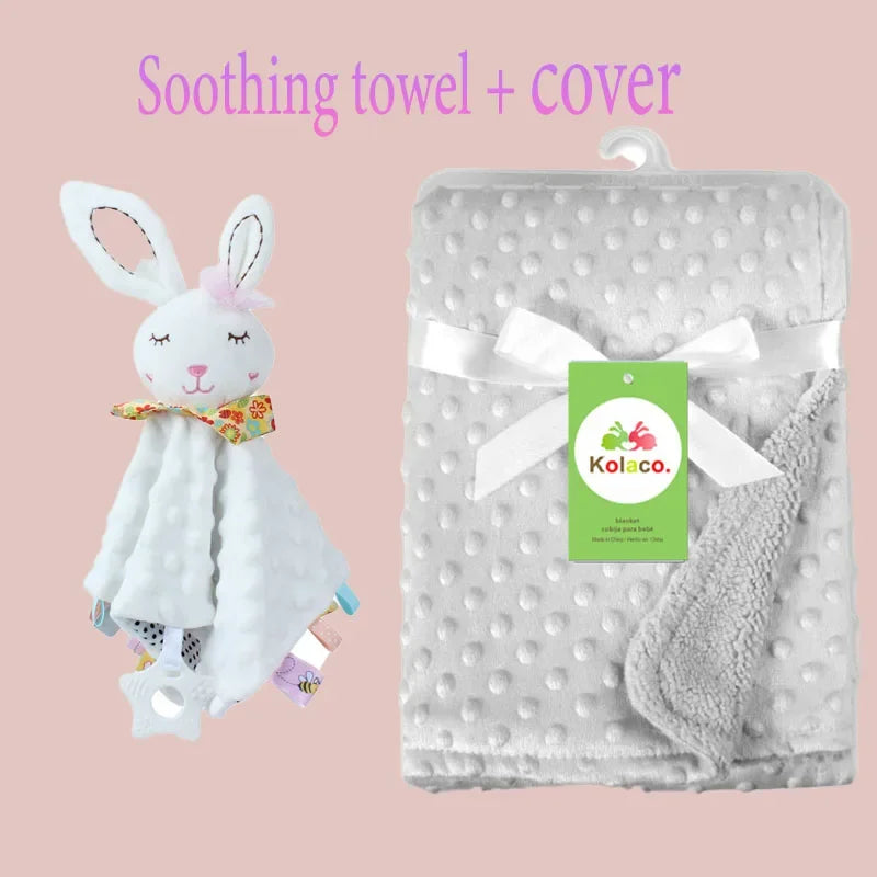 Custom Embroidered Name Minky Baby Blanket & Bunny Comforter Set Personalized Newborn Security Blanket Baby Shower Gift