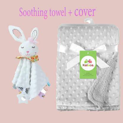 Custom Embroidered Name Minky Baby Blanket & Bunny Comforter Set Personalized Newborn Security Blanket Baby Shower Gift