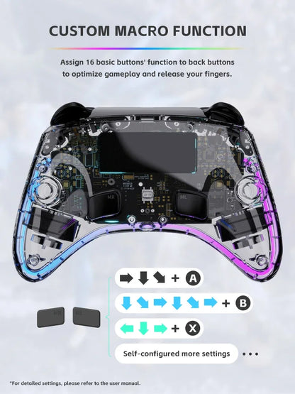 DATA FROG Portable Transparent Game Controller Wireless RGB LED Game Pad Multi Platform For Switch OLED PC Android IOS