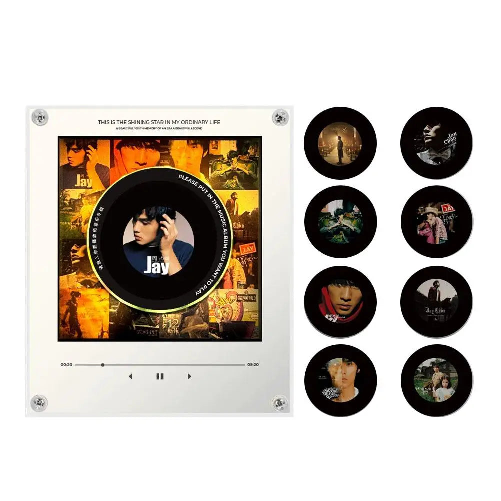 Transparent Acrylic NFC Music Rotating Disc Magnetic Refrigerator Sticker Luminous Night Light Sensor Automatic Player Gifts