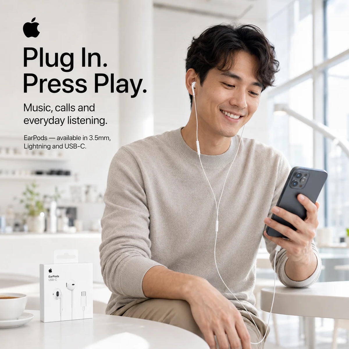 Official Apple EarPods Wired Earphones 3.5mm Lightning USB-C Connector with Mic Volume Control for iPhone iPad Mac