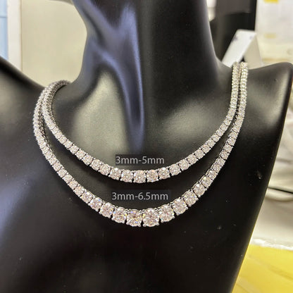 Moissanite Diamond Tennis Necklace with Certificate 3-5mm Size Gradient Diamond Riviera Necklace S925 Silver Choker for Women