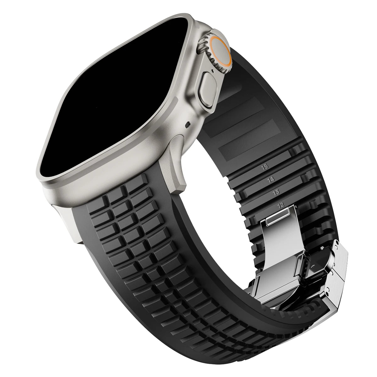 Sports Silicone Band for Apple Watch Ultra 2 49mm 46mm 45mm 44mm Luxury Metal Bracelet for iWatch Series 10 9 8 7 6 5 4 Se Strap