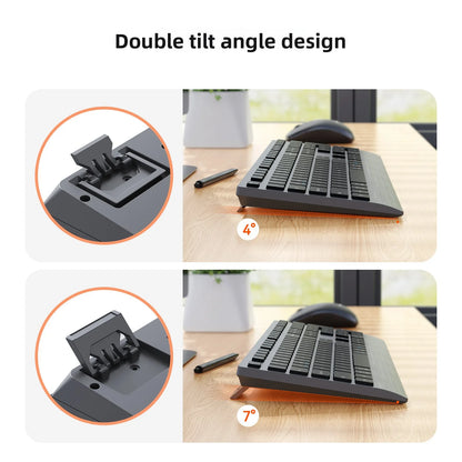 Bluetooth 2.4G Dual-Mode Wireless Full-Size Keyboard And Mouse Combo Rechargeable Fast-Charge Office Keyboard Set For PC Windows