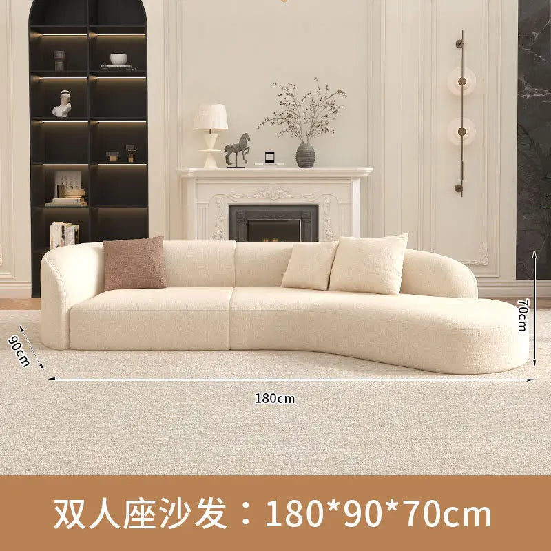 for Nordic Fabric Sofa Living Room Home Light Luxury Curved Large Sofa White Beauty Salon Hotel Lounge Sofa Chair