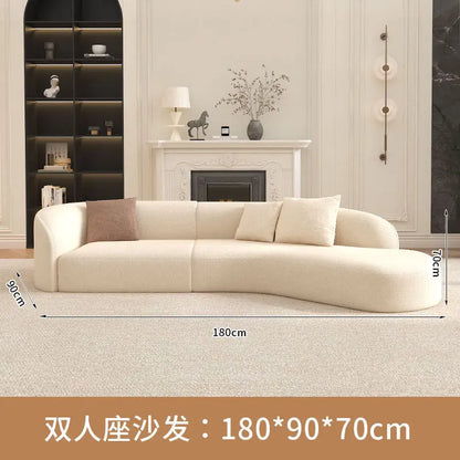 for Nordic Fabric Sofa Living Room Home Light Luxury Curved Large Sofa White Beauty Salon Hotel Lounge Sofa Chair