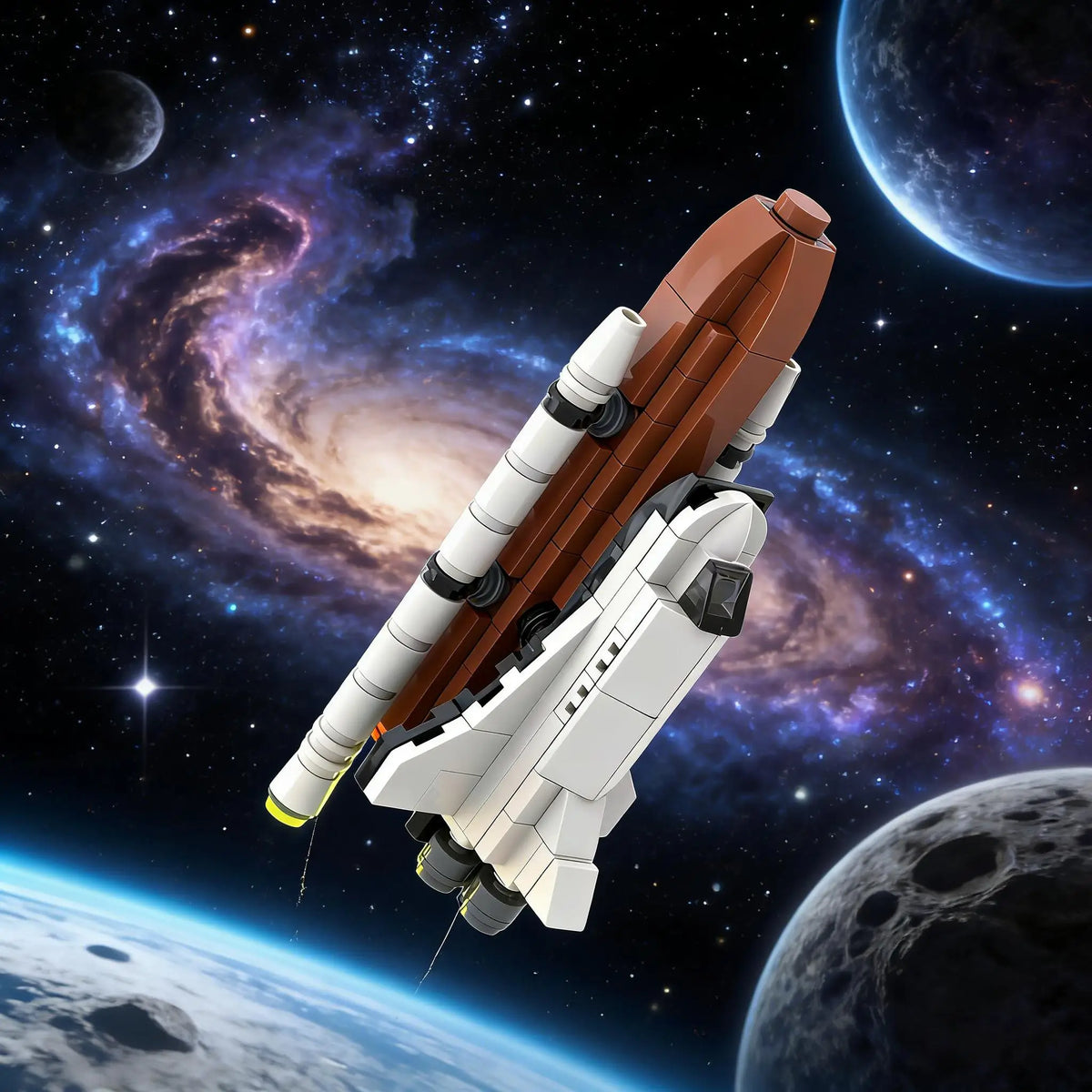 Moc Space Shuttle Model Building Blocks DIY Tech Custom Puzzle Space Shuttles Rocket Aircraft Rocket Propelled Plane Gifts