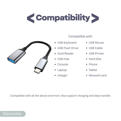 USB to USB-C Adapter with Charging and Data Transfer, Compatible with Apple, Samsung, Chromebook Devices (3 Pack)