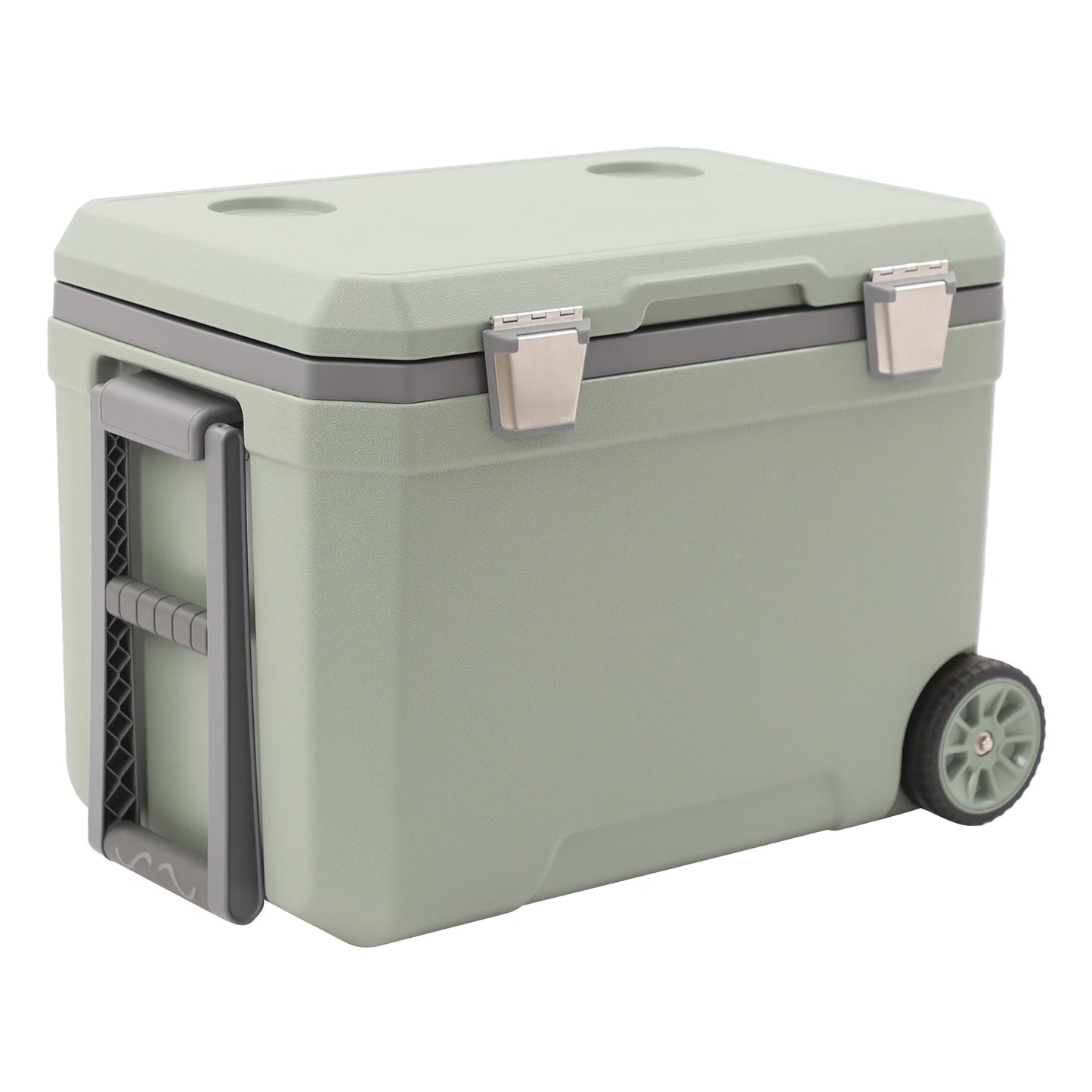 45L Insulated Wheeled Portable Cooler, Long Ice Retention Green Cooler Box, Outdoor Refrigerated Cooler for Fishing with Handle,for Boating, Camping, Travel & Picnic