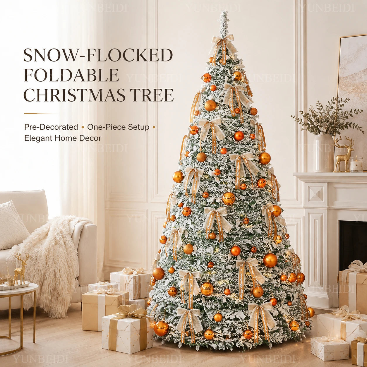 Integrated Christmas Tree Foldable with Ornaments LED Lights High Grade Christmas Tree 120cm To 180cm Home Christmas Party Decor